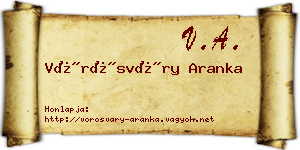 Vörösváry Aranka névjegykártya